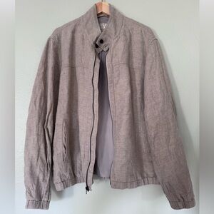Club Monaco Linen Harrington Coat in Natural Herringbone